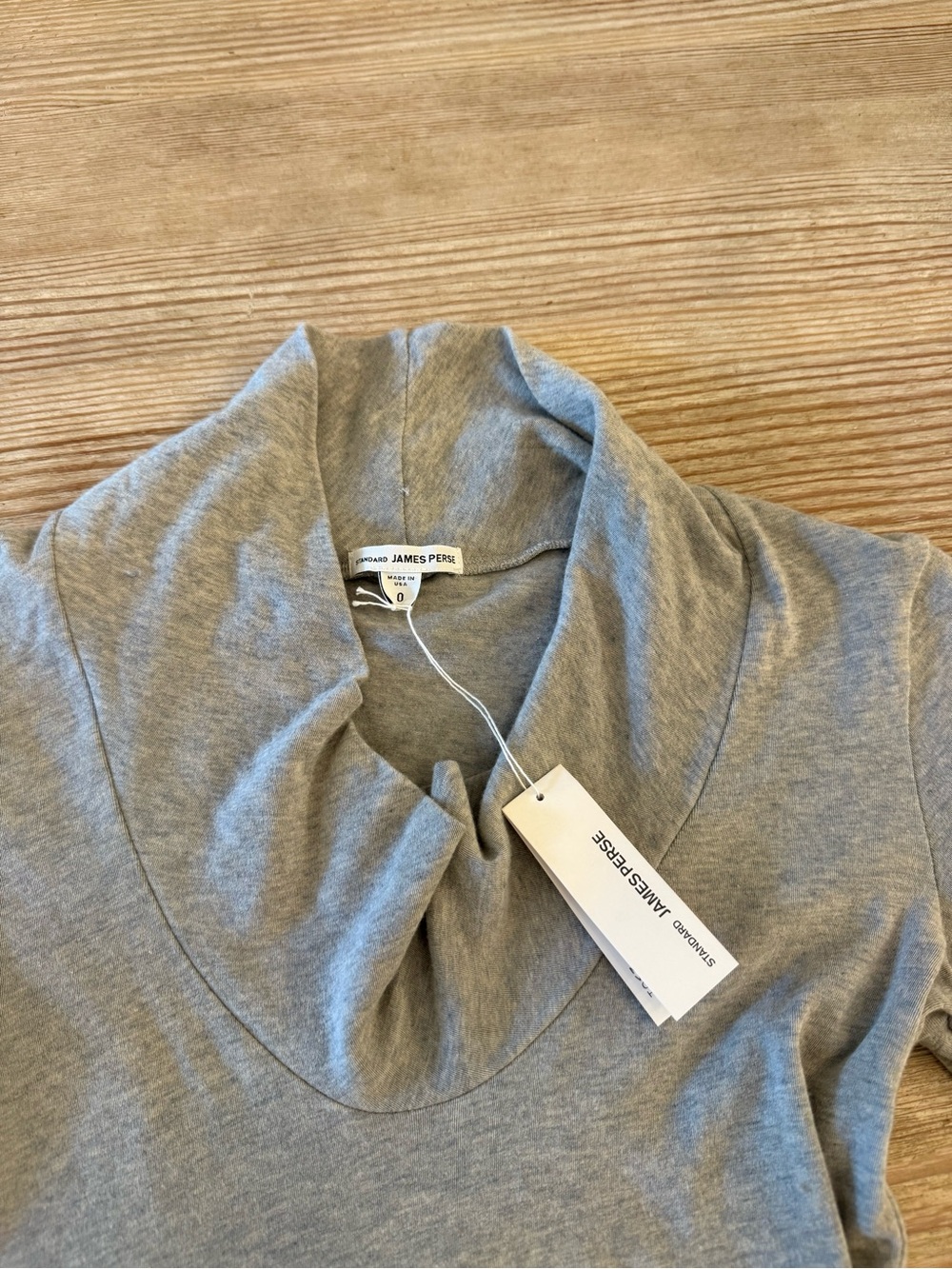 James Perse Grey Cowl Neck Long Sleeve Top